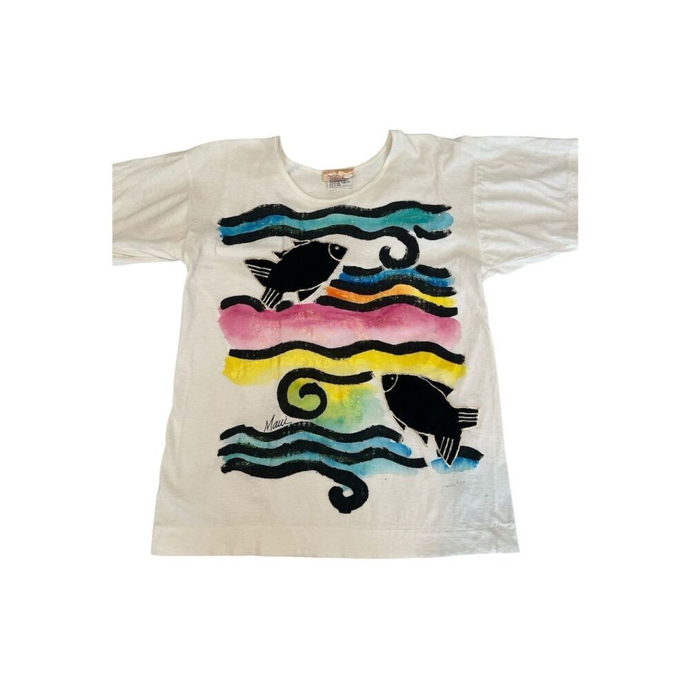 Vintage Hand painted original by Paula signed ‘89 Fish and Ocean Maui EVC